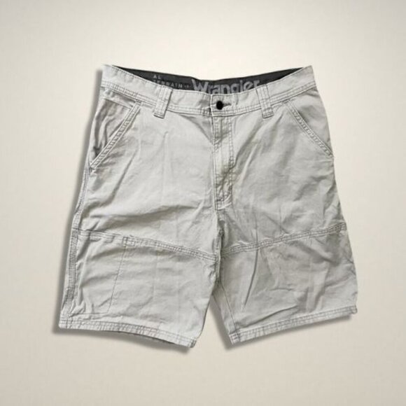 Wrangler Twill Shorts Multiple Pockets Zip Fly Closure Stretch Light Gray M 30 - Picture 1 of 9